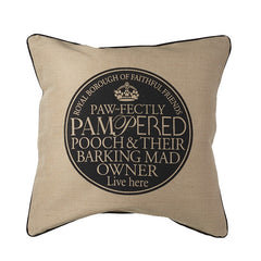 Cushion - Pampered Pooch & Barking Mad Owner