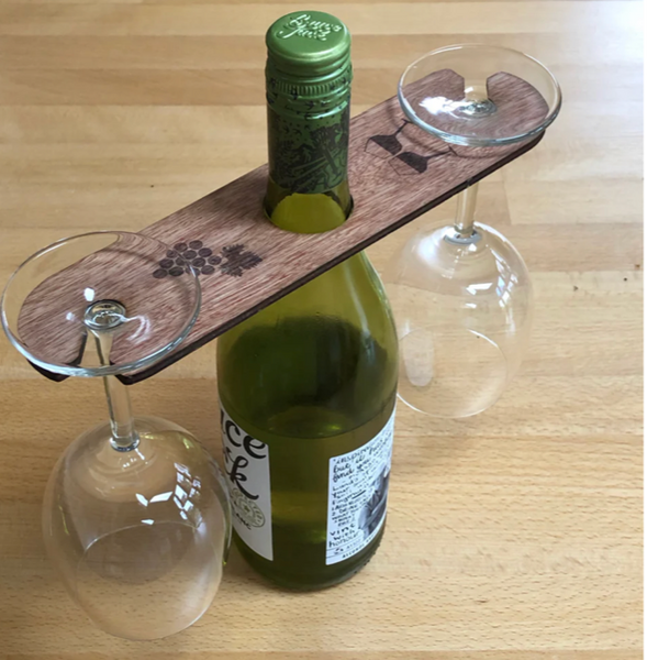 Wooden Bottle & Glass Holder