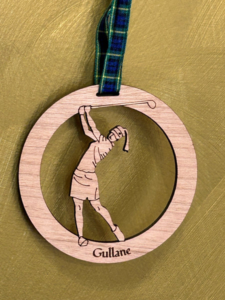 Wooden Baubles with Tartan Ribbon