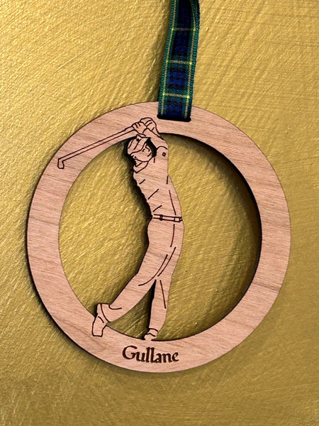 Wooden Baubles with Tartan Ribbon