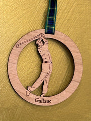 Wooden Baubles with Tartan Ribbon