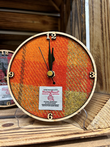 Harris Tweed Tartan Wall Mounted Clock (incl Free Stand)