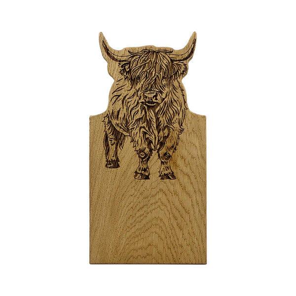 Oak Serving Board - Highland Cow