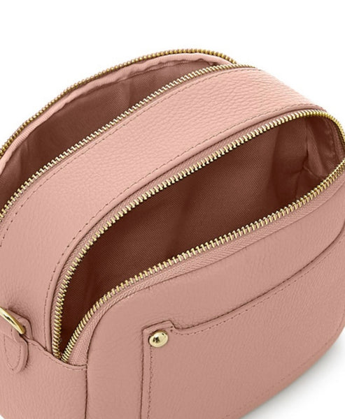 Italian Leather - Double Zipped Crossbody Bag