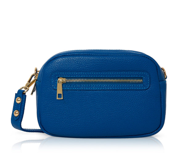 Italian Leather - Double Zipped Crossbody Bag