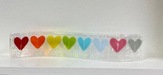 Rainbow Hearts Fused Glass