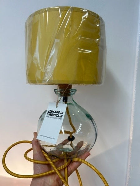 Lamp - Recycled Glass Lamp with colour Flex Cord & Drum Lampshade
