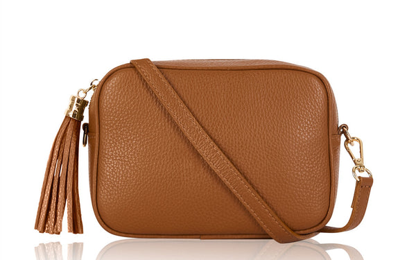 Italian Leather Crossbody Tassel Bag