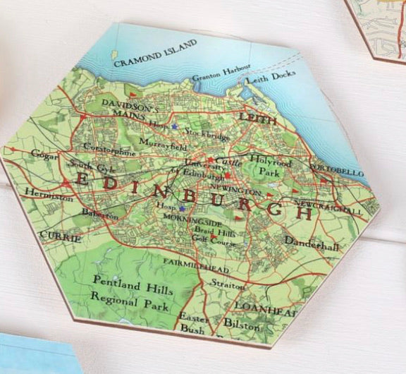 Coasters Hexagon Edinburgh Map